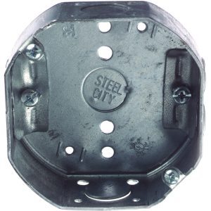 Steel City 11.8 cu in Octagon Steel Electrical Ceiling Box Silver