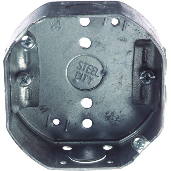 Steel City 11.8 cu in Octagon Steel Electrical Ceiling Box Silver