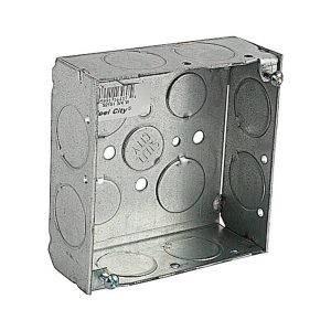 Steel City 21 cu in Square Galvanized Steel Outlet Box Silver