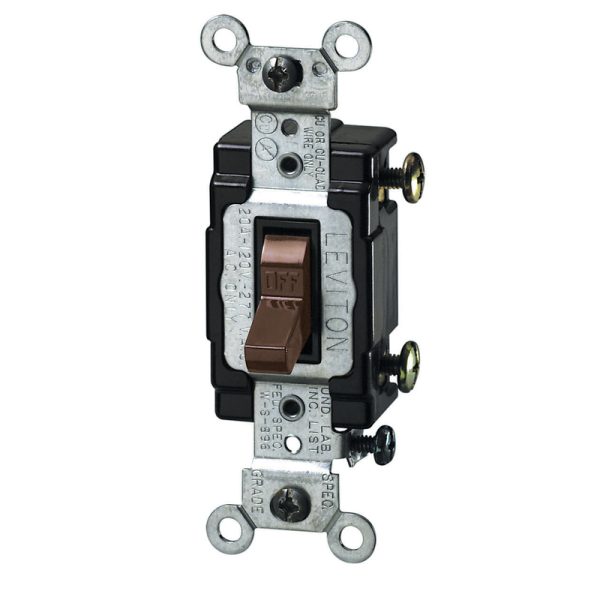 Leviton 20 amps Single Pole Toggle AC Quiet Switch Brown 1 pk