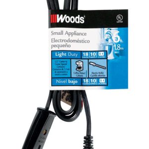 Woods 18/2 HPN 125 V 6 ft. L Small Appliance Cord