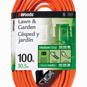 Woods Outdoor 100 ft. L Orange Extension Cord 16/2