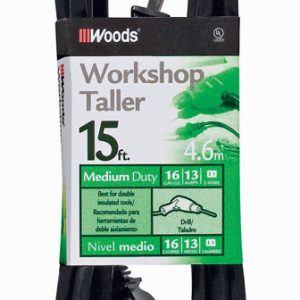 Woods Indoor or Outdoor 15 ft. L Black Extension Cord 16/2