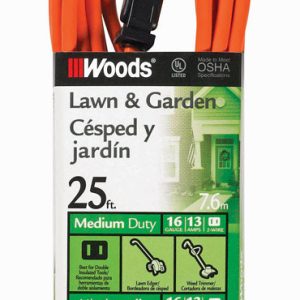 Woods Outdoor 25 ft. L Orange Extension Cord 16/2