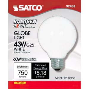 Satco 43 W G25 Globe Halogen Bulb 750 lm Warm White 1 pk