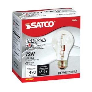 Satco 72 W A19 A-Line Halogen Bulb 1,490 lm Warm White 2 pk