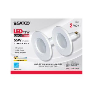 Satco Nuvo White 5-6 in. W Plastic LED Dimmable Recessed Downlight 12 W