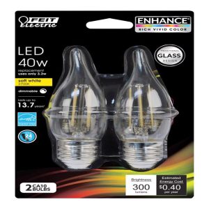 Feit Electric Enhance CA10 E26 (Medium) LED Bulb Soft White 40 Watt Equivalence 2 pk