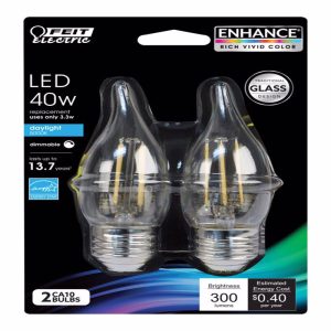 Feit Electric Enhance CA10 E26 (Medium) LED Bulb Daylight 40 Watt Equivalence 2 pk