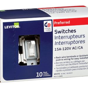 Leviton 15 amps Toggle AC Quiet Switch White 10 pk