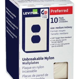 Leviton Almond 1 gang Thermoplastic Nylon Duplex Outlet Wall Plate 10 pk