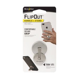 Nite Ize FlipOut Silver Cell Phone Handle and Stand For All Mobile Devices