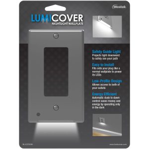 Westek LUMICOVER Nickel Gray 1 gang Plastic Rocker Nightlight Wall Plate 1 pk