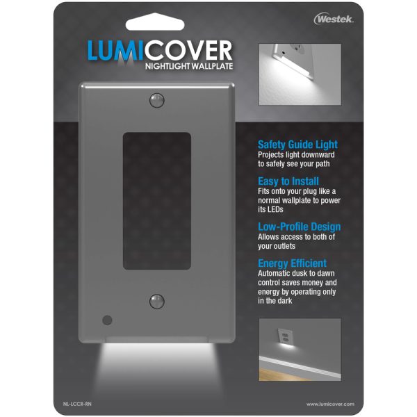 Westek LUMICOVER Nickel Gray 1 gang Plastic Rocker Nightlight Wall Plate 1 pk