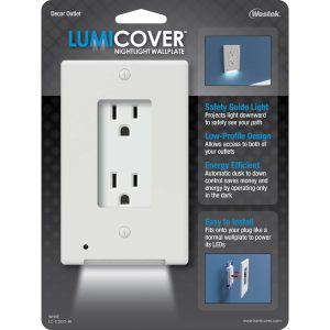 Westek LUMICOVER White 1 gang Plastic Rocker Nightlight Wall Plate 1 pk
