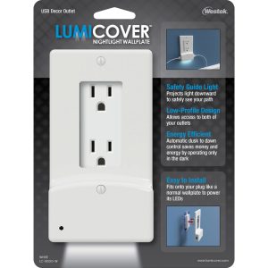 Westek LUMICOVER White 1 gang Plastic Rocker USB Nightlight Wall Plate Charger 1 pk