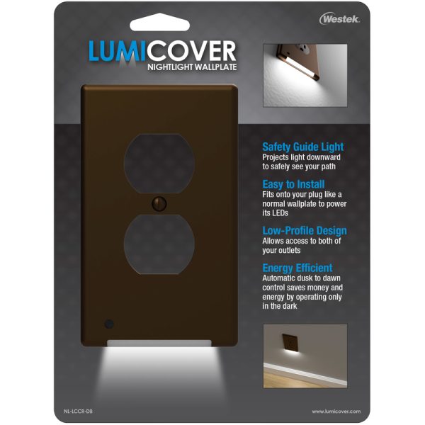 Westek LUMICOVER Aged Bronze Bronze 1 gang Plastic Duplex Outlet Classic Nightlight Wall Plate 1 pk