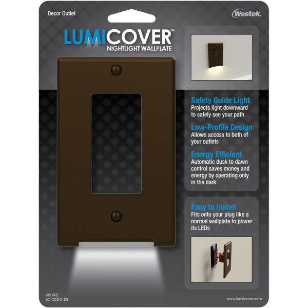 Westek LUMICOVER Aged Bronze Bronze 1 gang Plastic Rocker Nightlight Wall Plate 1 pk