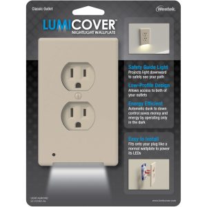 Westek LUMICOVER Almond 1 gang Plastic Duplex Outlet Classic Nightlight Wall Plate 1 pk