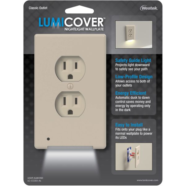 Westek LUMICOVER Almond 1 gang Plastic Duplex Outlet Classic Nightlight Wall Plate 1 pk