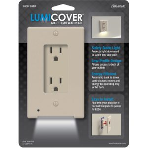 Westek LUMICOVER Almond 1 gang Plastic Rocker Nightlight Wall Plate 1 pk