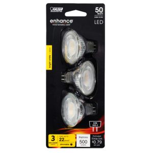 Feit Electric Enhance MR16 GU5.3 LED Bulb Bright White 50 Watt Equivalence 3 pk
