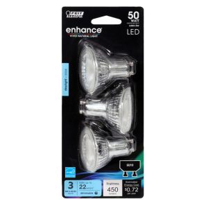 Feit Electric Enhance MR16 GU10 LED Bulb Daylight 50 Watt Equivalence 3 pk