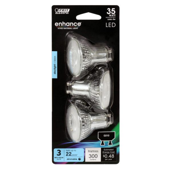 Feit Electric Enhance MR16 GU10 LED Bulb Daylight 35 Watt Equivalence 3 pk