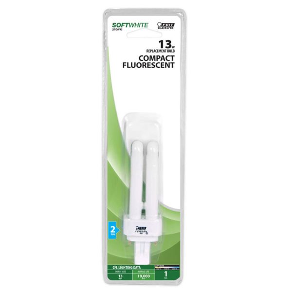 Feit Electric 13 W PL 4.34 in. L CFL Bulb Soft White Track and Recessed 2700 K 1 pk