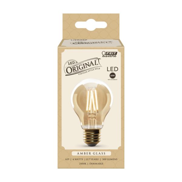 Feit Electric A19 E26 (Medium) LED Bulb Amber Soft White 60 Watt Equivalence 1 pk