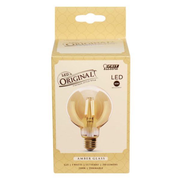 Feit Electric G25 E26 (Medium) LED Bulb Amber 40 Watt Equivalence 1 pk