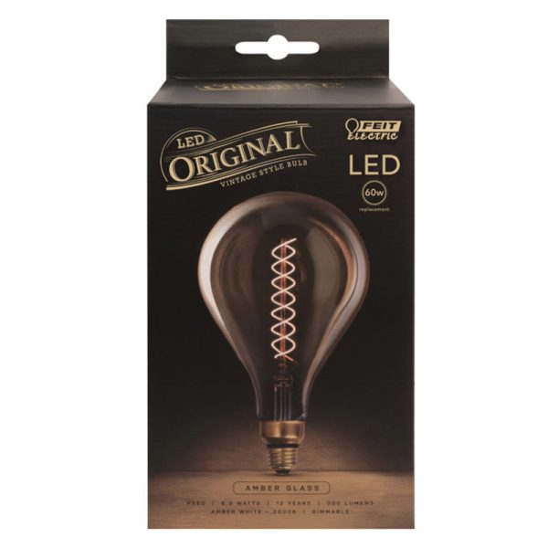 Feit Electric PS50 E26 (Medium) LED Bulb Amber 60 Watt Equivalence 1 pk
