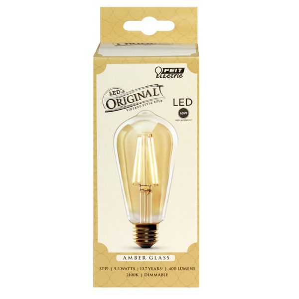 Feit Electric ST19 E26 (Medium) LED Bulb Amber Soft White 60 Watt Equivalence 1 pk