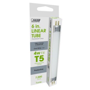 Feit Electric 4 W T5 6 in. L Fluorescent Bulb Cool White Linear 4100 K 1 pk