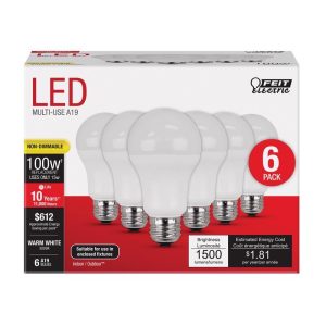 Feit Electric A19 E26 (Medium) LED Bulb Warm White 100 Watt Equivalence 6 pk