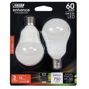 Feit Electric Enhance A15 E17 (Intermediate) LED Bulb Soft White 60 Watt Equivalence 2 pk