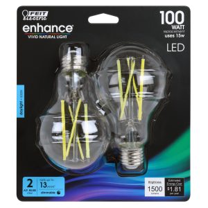 Feit Electric Enhance A21 E26 (Medium) Filament LED Bulb Daylight 100 Watt Equivalence 2 pk