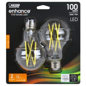 Feit Electric Enhance A21 E26 (Medium) Filament LED Bulb Soft White 100 Watt Equivalence 2 pk