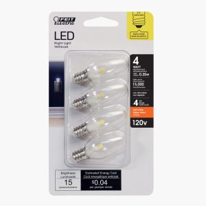 Feit Electric C7 E12 (Candelabra) LED Bulb Soft White 4 Watt Equivalence 4 pk