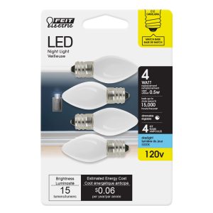 Feit Electric C7 E12 (Candelabra) LED Bulb Daylight 4 Watt Equivalence 4 pk