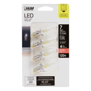 Feit Electric C7 E12 (Candelabra) LED Bulb Soft White 7 Watt Equivalence 4 pk