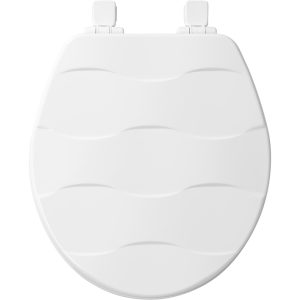 Bemis Basket Weave Slow Close Round White Enameled Wood Toilet Seat