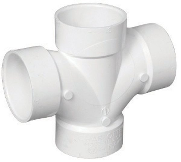 Charlotte Pipe Schedule 40 1-1/2 in. Hub X 1-1/2 in. D Hub PVC Double Sanitary Tee