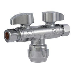 SharkBite 1/2 in. Compression X 3/8 in. Compression Brass Dual Shut-Off Valve