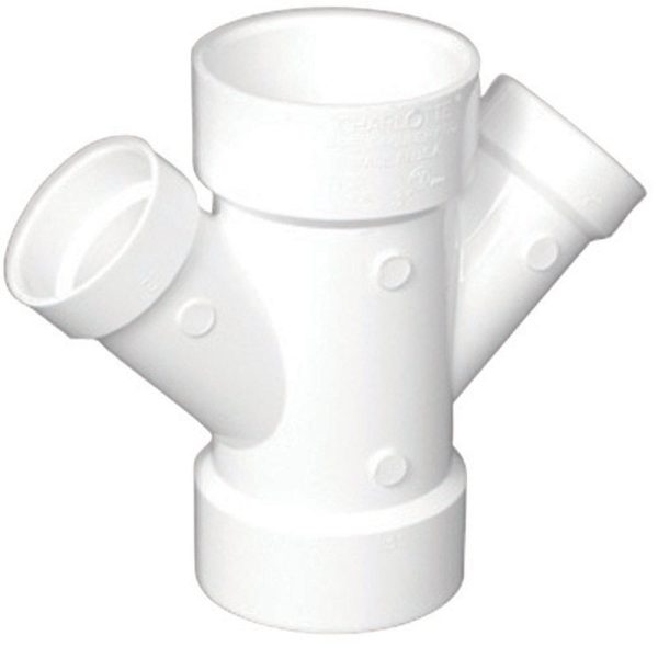 Charlotte Pipe Schedule 40 2 in. Hub X 2 in. D Hub PVC Double Wye