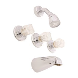 American Brass 3-Handle Brass Tub and Shower Faucet