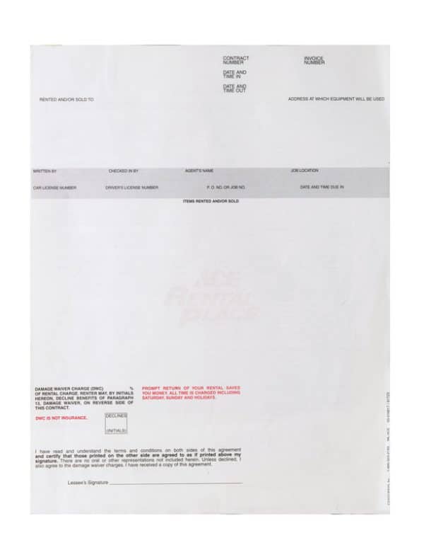 Centurion 8-1/2 in. W X 11 in. L Rental Contract Paper 250 pk
