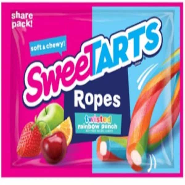 Sweetarts Soft and Chewy Ropes Twisted Rainbow Punch Candy 3.5 oz