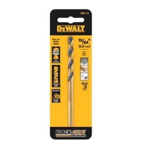 DeWalt Black & Gold 15/64 in. X 3.88 in. L High Speed Steel Drill Bit 1 pk