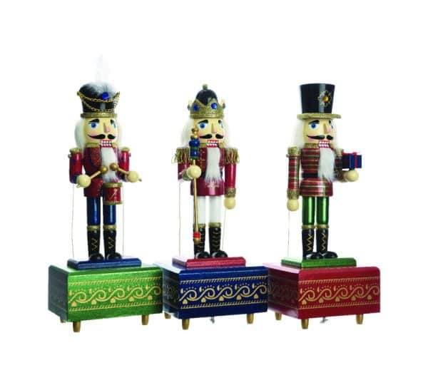 Decoris Assorted Firwood Nutcracker Music Box Indoor Christmas Decor 12 in.